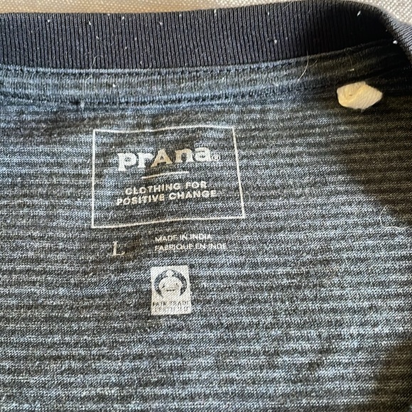 Prana size large dark grey striped cotton t-shirt - Picture 3 of 3